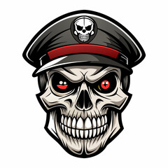 Design a Powerful, Menacing Skull in a Tactical Beret Bold Black-and-White Illustration with Military Vibe art vector illustration