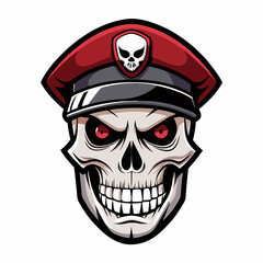 Design a Powerful, Menacing Skull in a Tactical Beret Bold Black-and-White Illustration with Military Vibe art vector illustration
