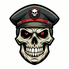 Design a Powerful, Menacing Skull in a Tactical Beret Bold Black-and-White Illustration with Military Vibe art vector illustration