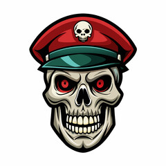 Design a Powerful, Menacing Skull in a Tactical Beret Bold Black-and-White Illustration with Military Vibe art vector illustration