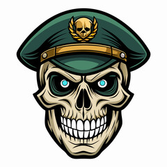 Design a Powerful, Menacing Skull in a Tactical Beret Bold Black-and-White Illustration with Military Vibe art vector illustration