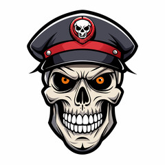 Design a Powerful, Menacing Skull in a Tactical Beret Bold Black-and-White Illustration with Military Vibe art vector illustration