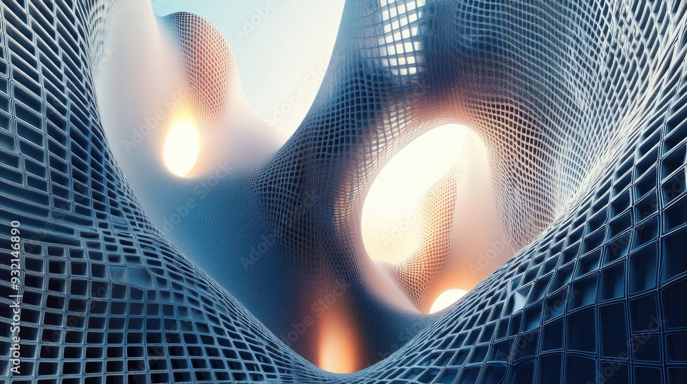 Poster 3d abstract architectural mesh design backdrop