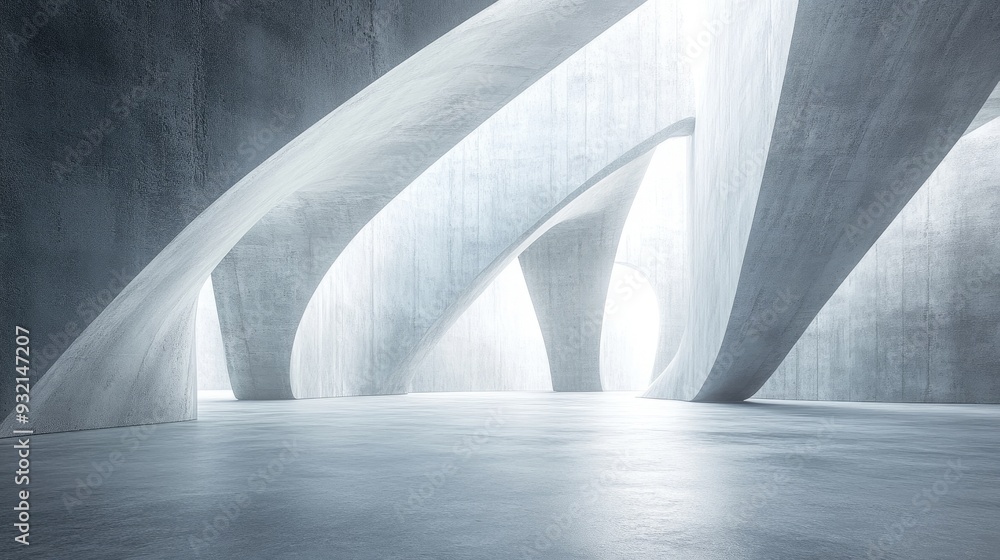 Poster 3d rendering of an abstract futuristic architectural space featuring a barren concrete floor ideal f