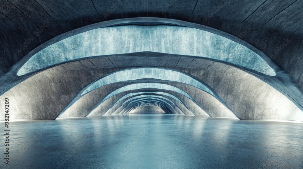 Poster 3d rendering of an abstract futuristic architectural space featuring a vacant concrete floor ideal f