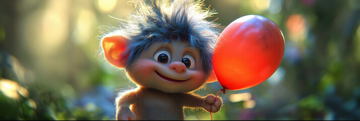 Cute Troll Holding a Balloon