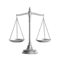 A balanced scale symbolizes justice and fairness, representing the legal system and equality in decision-making. transparent background