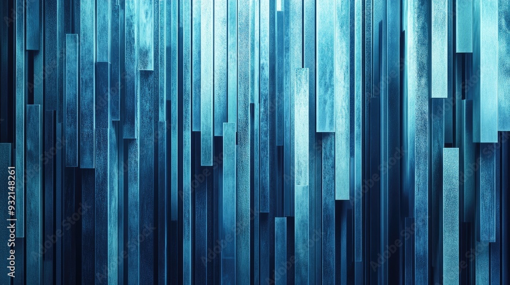 Poster abstract blue design featuring vertical lines with a cluttered effect created through 3d rendering a
