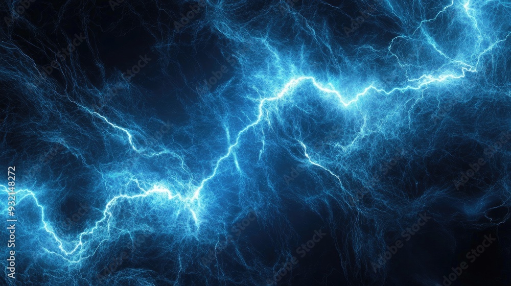 Poster abstract blue fractal lightning background showcasing dynamic electrical patterns