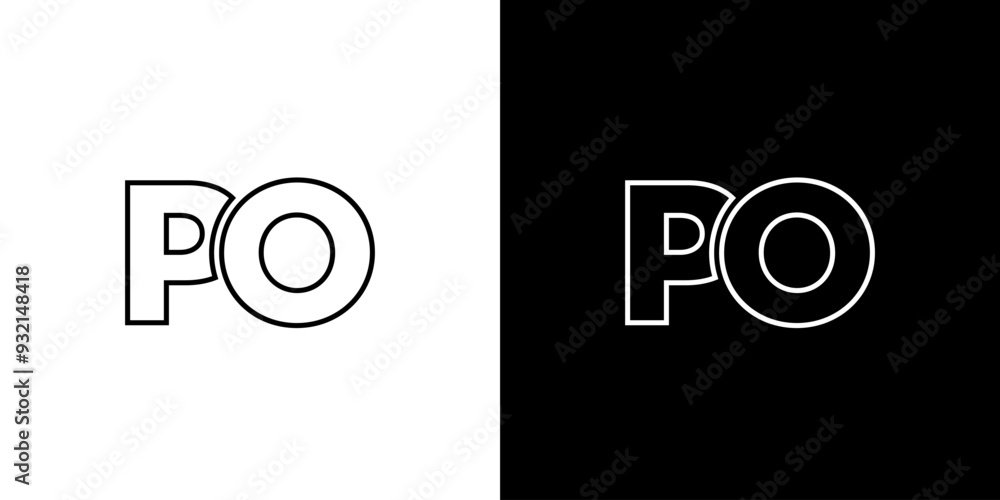 Fototapete letter p and o, po logo design template. minimal monogram initial based logotype.