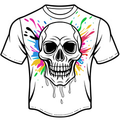 Vibrant Human Skull Vector Design with Color Splash on White Background art vector illustration