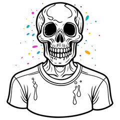 Vibrant Human Skull Vector Design with Color Splash on White Background art vector illustration