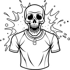 Vibrant Human Skull Vector Design with Color Splash on White Background art vector illustration