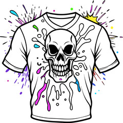 Vibrant Human Skull Vector Design with Color Splash on White Background art vector illustration