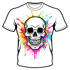 Vibrant Human Skull Vector Design with Color Splash on White Background art vector illustration