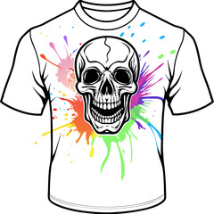 Vibrant Human Skull Vector Design with Color Splash on White Background art vector illustration