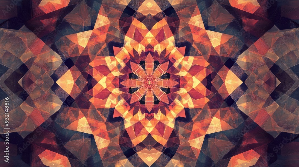 Poster abstract design featuring geometric shapes and patterns a kaleidoscopic arrangement of mandalas crea