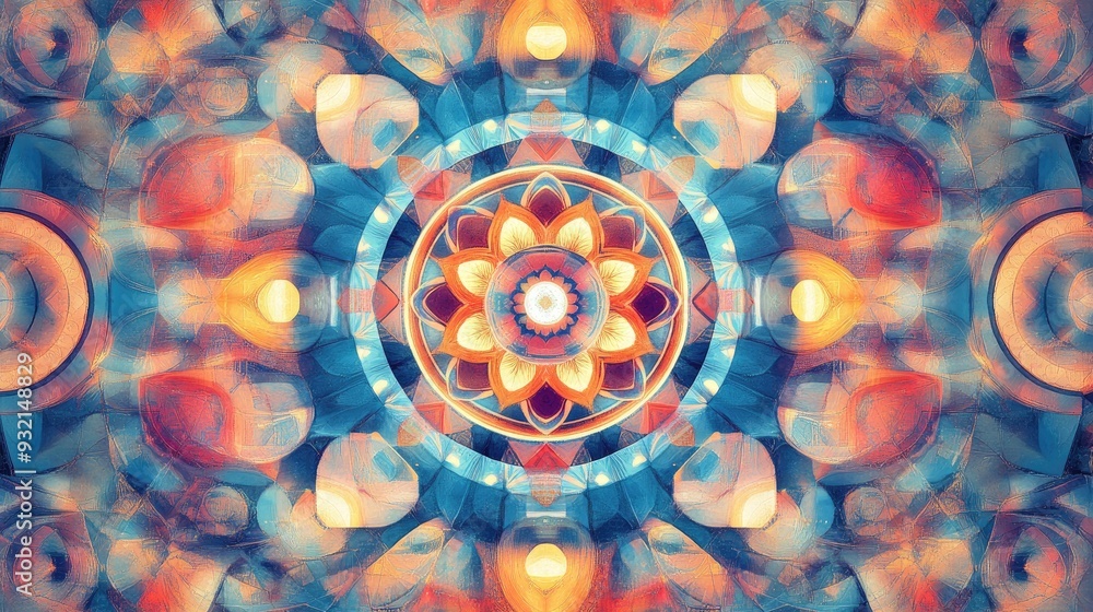 Poster abstract design featuring geometric shapes and patterns a kaleidoscopic arrangement of mandalas crea