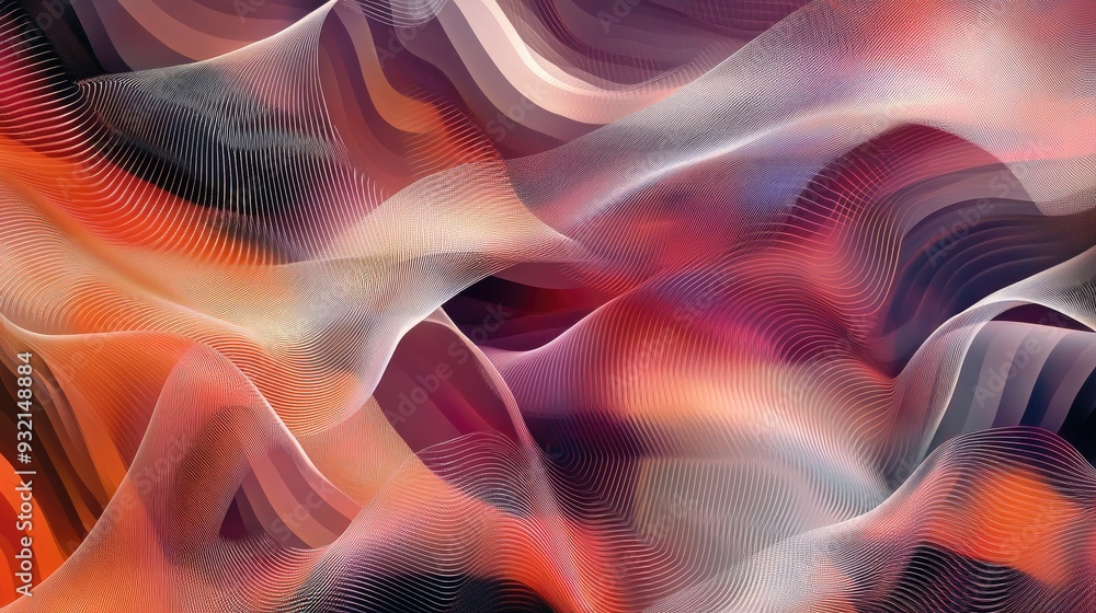 Poster abstract design featuring wave vibrations and a dynamic propagation pattern representing contemporar