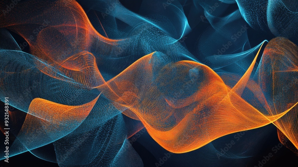 Poster abstract design featuring wave vibrations and a dynamic propagation pattern representing contemporar