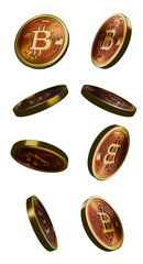 Bitcoins, crypto coin set PNG. Transparent background