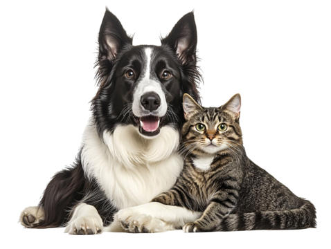 a dog and cat lying together