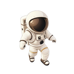 A cartoon astronaut walking in space with a confident expression, ideal for educational or sci-fi themed projects. transparent background