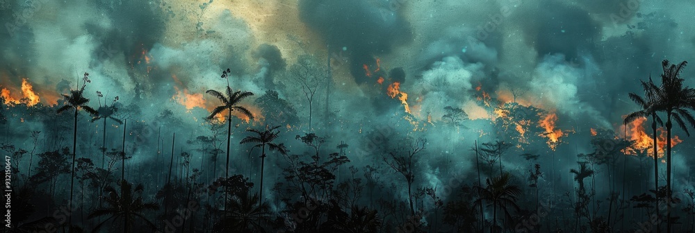 Canvas Prints Wildfires in tropical forests release carbon dioxide and greenhouse gases contributing to climate change.