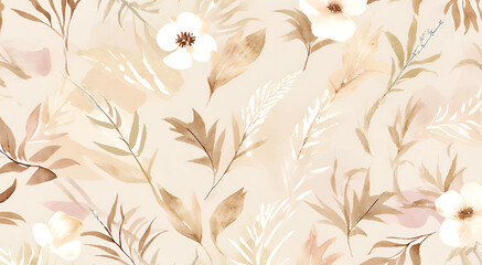 Obraz premium Elegant Floral Pattern With Soft Leaves And Abstract Flowers