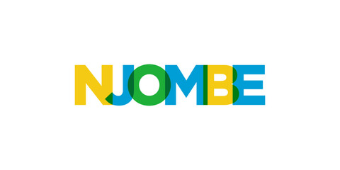 Njombe in the Tanzania emblem. The design features a geometric style, vector illustration with bold typography in a modern font. The graphic slogan lettering.