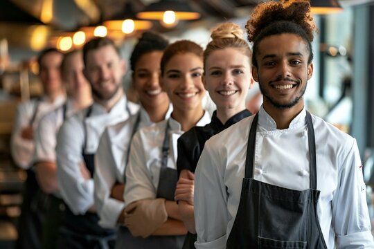 Confident Multi-Ethnic Restaurant Staff Comes Together