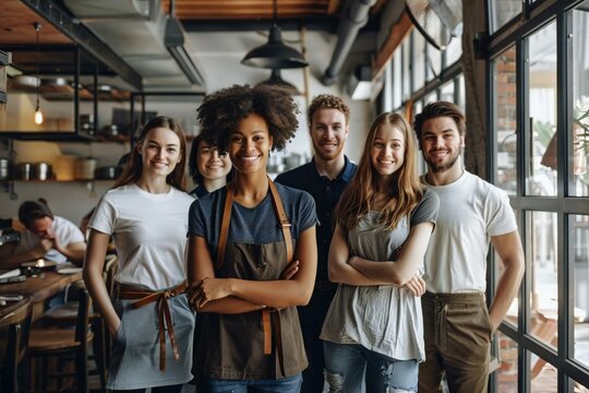 Confident Multi-Ethnic Restaurant Team