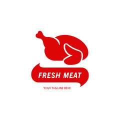 Chicken fresh meat logo design template