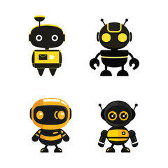 Cartoon Robot Characters in Yellow and Black Theme