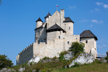Medieval gothic royal Bobolice Castle located on the Polish Jurassic Highland, Bobolice Castle, Silesia, Poland