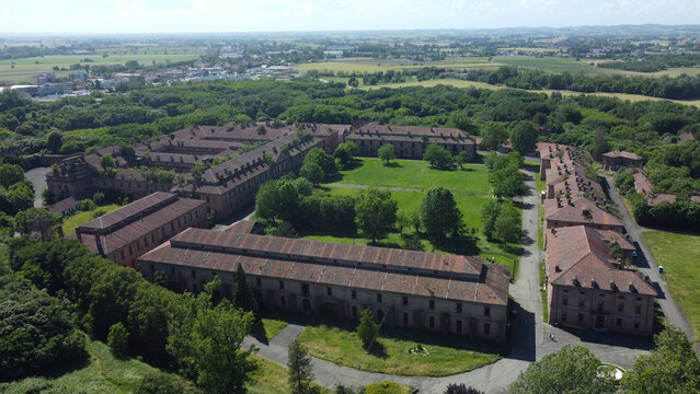 Aerial view of Cittadella of Alessandria, Alessandria, Piedmont, Italy