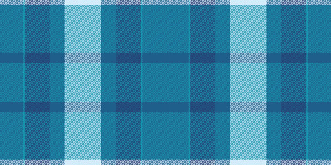 Curve tartan fabric seamless, dress background vector texture. Rich textile plaid check pattern in cyan and blue colors.