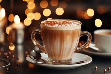 Fototapeta premium Cozy Latte with Cinnamon: A Perfect Warm Drink
