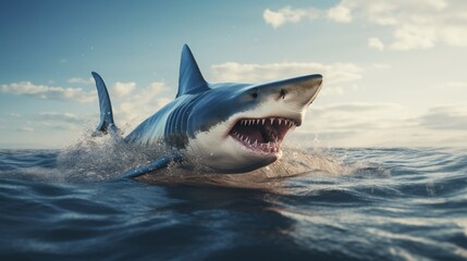 Naklejka premium Ocean running hammerhead shark best quality image 