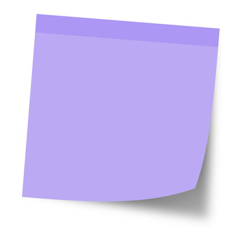 Purple blank sticky post note violet paper with shadow isolated from white background high resolution png