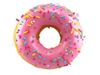 a pink donut with sprinkles