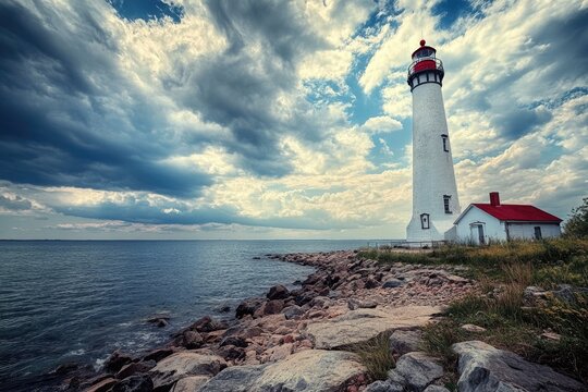 Connecticut Beach: New England Lighthouse in Lighthouse Point Park, New Haven