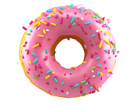 a pink donut with sprinkles