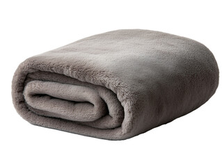 cozy gray throw blanket with plush texture folded neatly isolated on transparent background 