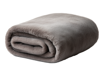 cozy gray throw blanket with plush texture folded neatly isolated on transparent background 