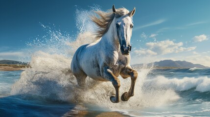 Obraz premium Ocean running Horse animal best quality image 