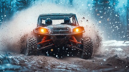 Utv Winter. Extreme Buggy Rally Racing in Snow and Mud. Adrenaline Rush 4x4 Competition.