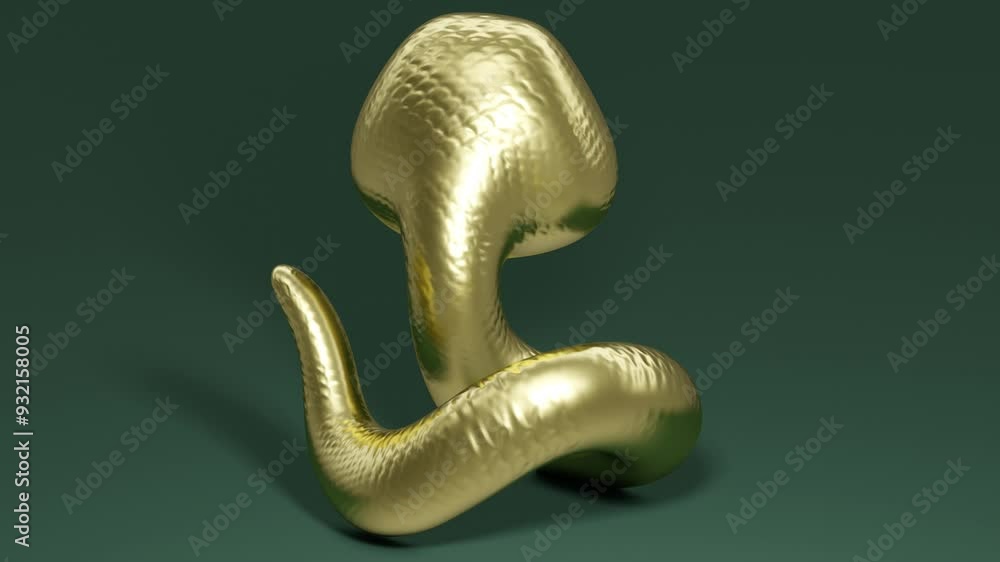 Poster golden cute snake symbol of new year. minimal modern seamless motion design. abstract loop animation