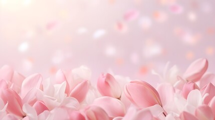 Obraz premium Abstract pastel light pink tulip flowers close up. Summer minimal defocused floral background.