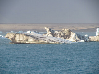 Iceburg in the Jokulsarlon glacier lagoon. Marble effect.